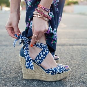 UGG Lucianna Marrakech Silk Tie Peep Toe Wedges